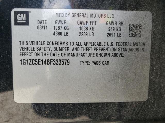 1G1ZC5E14BF333579 - 2011 CHEVROLET MALIBU 1LT Grafit fotoğraf 12