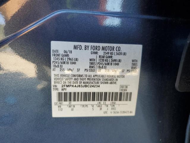 2FMPK4J83JBC24234 - 2018 FORD EDGE SEL BLUE photo 14