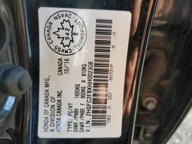 2HGFC2F8XHH002308 - 2017 HONDA CIVIC EX 黑色 照片 12