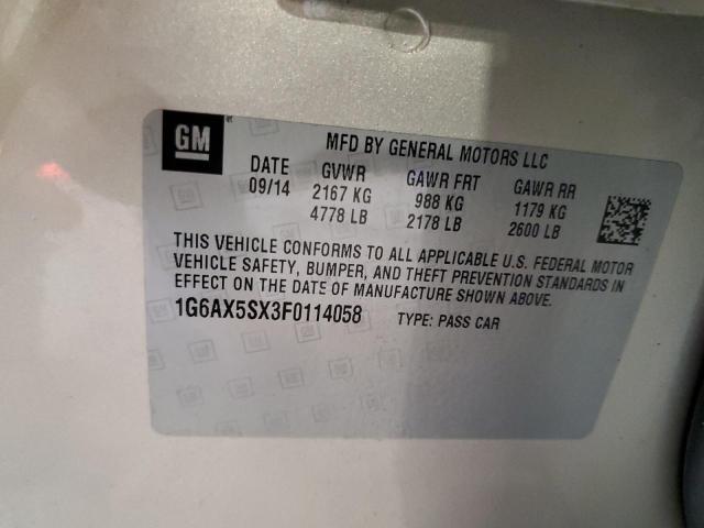 1G6AX5SX3F0114058 - 2015 CADILLAC CTS LUXURY COLLECTION BEIGE photo 12