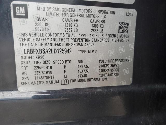 LRBFXBSA2LD125942 - 2020 BUICK ENVISION PREFERRED BLACK photo 13