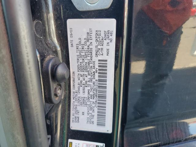 JTEBU14R648012118 - 2004 TOYOTA 4RUNNER SR5 BLACK photo 13