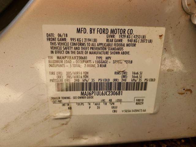 MAJ6P1UL6JC230681 - 2018 FORD ECOSPORT SE Grau Foto 13