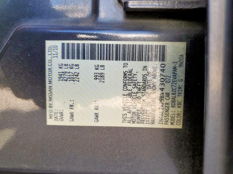 1N4AL2AP9BN430740 - 2011 NISSAN ALTIMA BASE GRAY photo 12