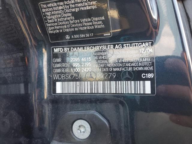 WDBSK75F75F099279 - 2005 MERCEDES-BENZ SL 500 GRAY photo 12