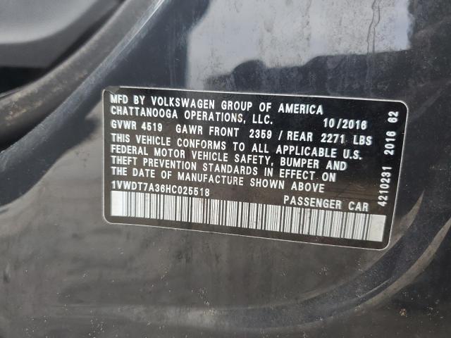 1VWDT7A36HC025518 - 2017 VOLKSWAGEN PASSAT R-LINE შავი ფოტო 12