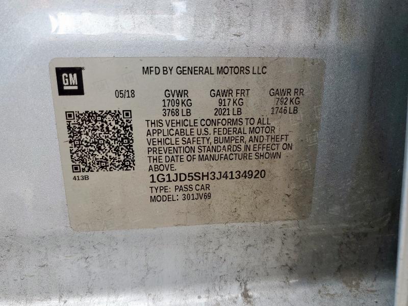 1G1JD5SH3J4134920 - 2018 CHEVROLET SONIC LT 银色 照片 25