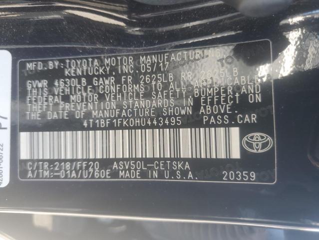 4T1BF1FK0HU443495 - 2017 TOYOTA CAMRY LE BLACK photo 13