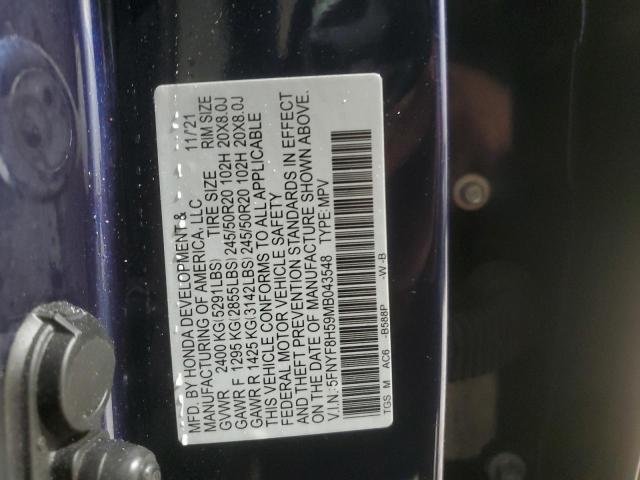 5FNYF8H59MB043548 - 2021 HONDA PASSPORT EXL ლურჯი ფოტო 14