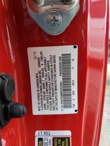 2HGFG3B89CH522461 - 2012 HONDA CIVIC EX Qırmızı foto 12