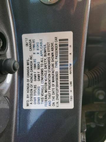 2HGFC2F59HH565923 - 2017 HONDA CIVIC LX GRAY photo 12