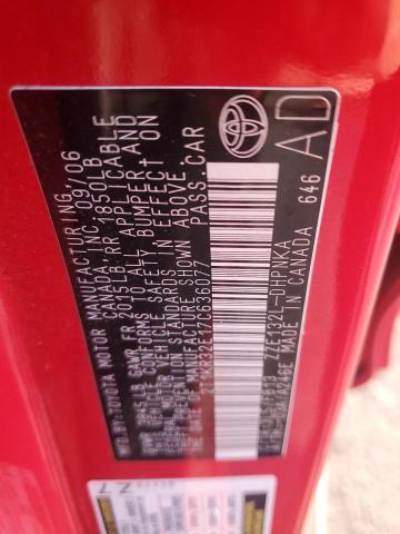 2T1KR32E17C636077 - 2007 TOYOTA COROLLA MA XR RED photo 12