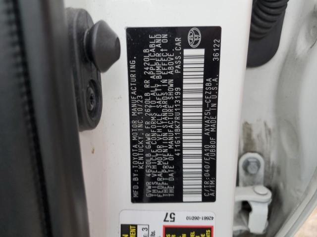 4T1G11BK7RU113199 - 2024 TOYOTA CAMRY SE NIGHT SHADE WHITE photo 12