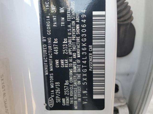 5XXGT4L36KG306494 - 2019 KIA OPTIMA LX თეთრი ფოტო 12