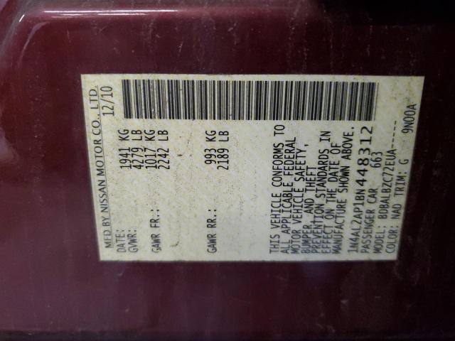 1N4AL2AP1BN448312 - 2011 NISSAN ALTIMA BASE 勃艮第红 照片 13