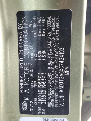 KNDJT2A6XC7424193 - 2012 KIA SOUL + GREEN photo 13