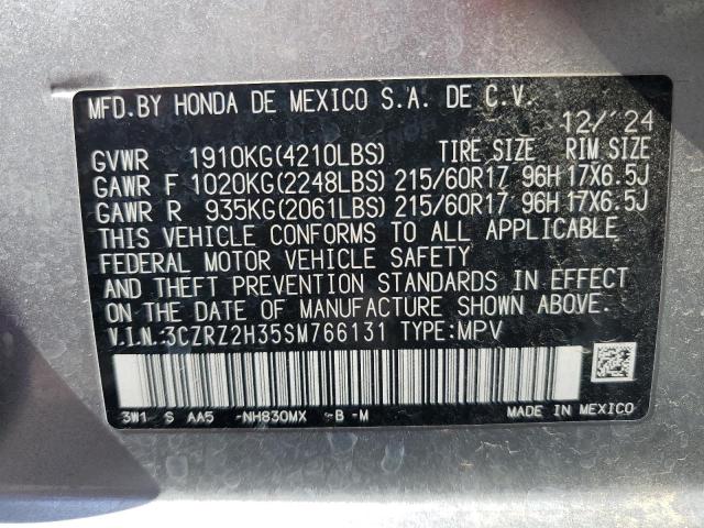 3CZRZ2H35SM766131 - 2025 HONDA HR-V LX 银色 照片 12