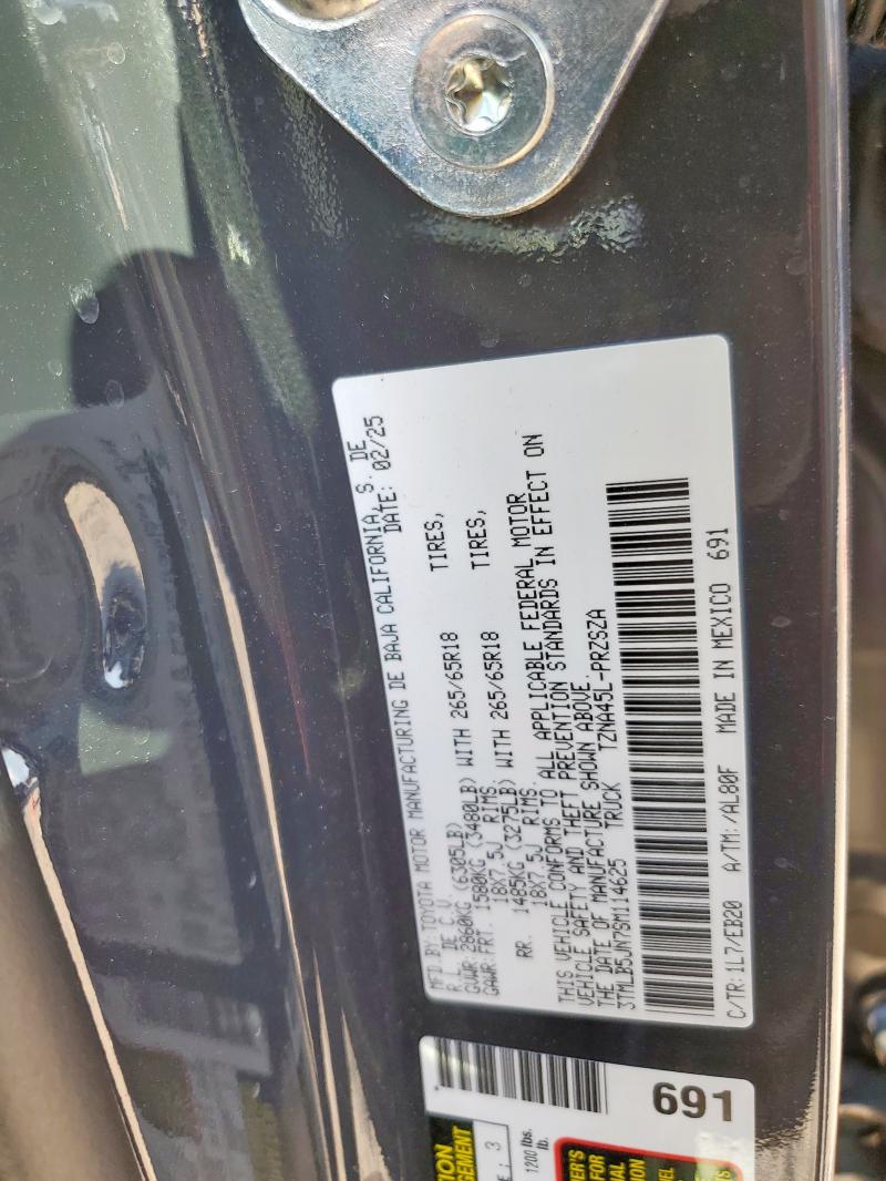 3TMLB5JN7SM114625 - 2025 TOYOTA TACOMA DOUBLE CAB Черный фото 12