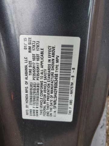 5FNRL5H42FB063498 - 2015 HONDA ODYSSEY EX GRAY photo 13