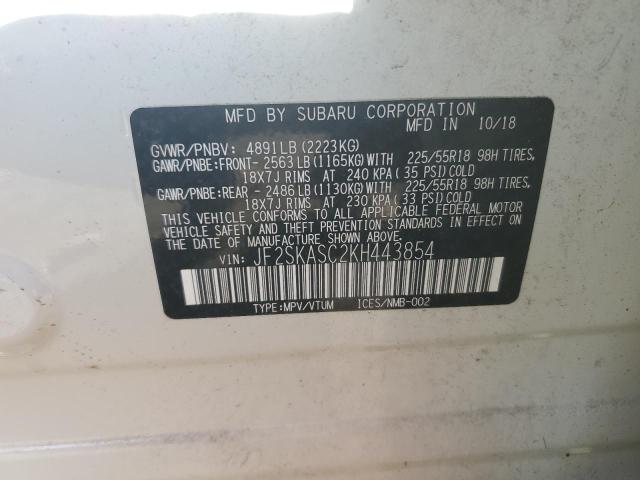 JF2SKASC2KH443854 - 2019 SUBARU FORESTER LIMITED Белый фото 14