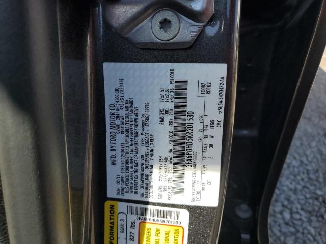 3FA6P0HD5KR201530 - 2019 FORD FUSION SE 黑色 照片 12