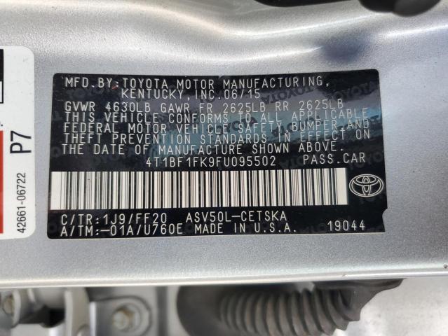 4T1BF1FK9FU095502 - 2015 TOYOTA CAMRY LE SILVER photo 12