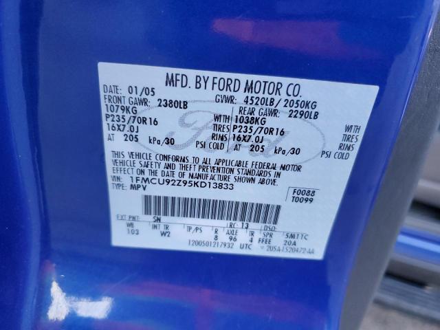 1FMCU92Z95KD13833 - 2005 FORD ESCAPE XLS BLUE photo 13