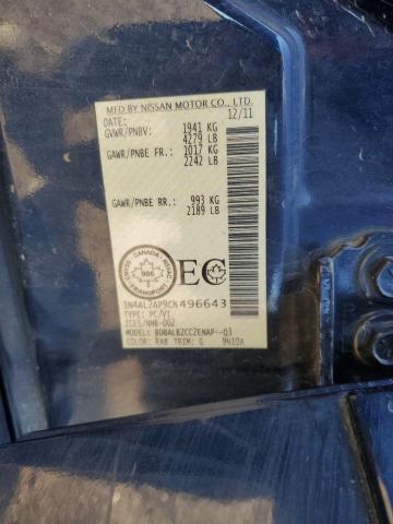 1N4AL2AP9CN496643 - 2012 NISSAN ALTIMA BASE BLUE photo 12