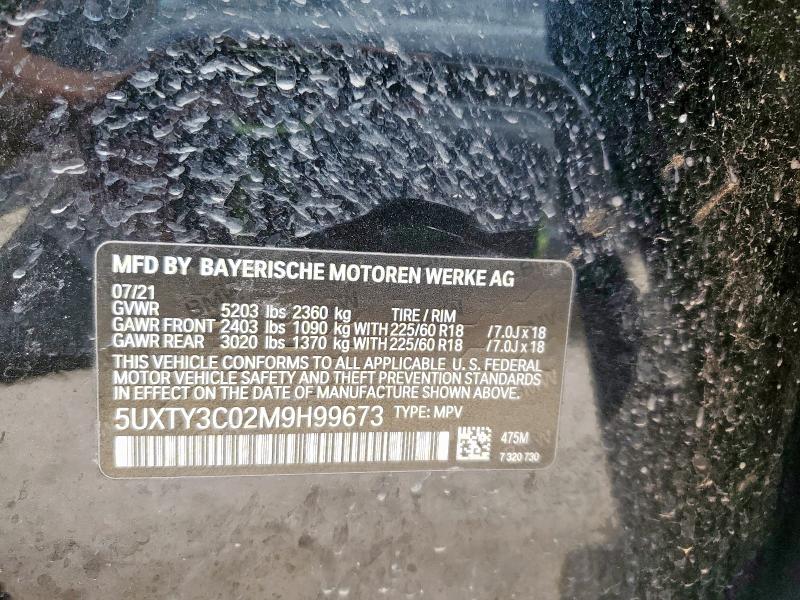 5UXTY3C02M9H99673 - 2021 BMW X3 SDRIVE30I BLACK photo 14