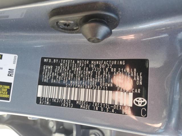 5YFEPMAE0NP338711 - 2022 TOYOTA COROLLA LE 蓝色 照片 13