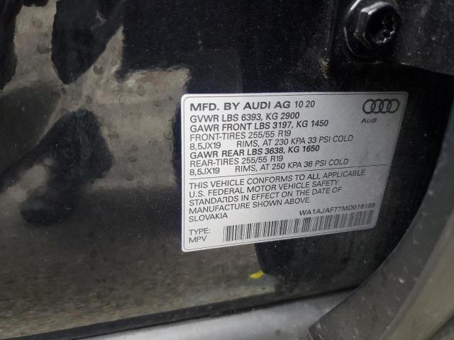 WA1AJAF77MD018189 - 2021 AUDI Q7 PREMIUM შავი ფოტო 13