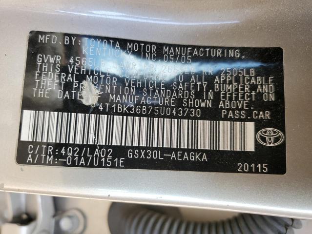 4T1BK36B75U043730 - 2005 TOYOTA AVALON XL Bej foto 12