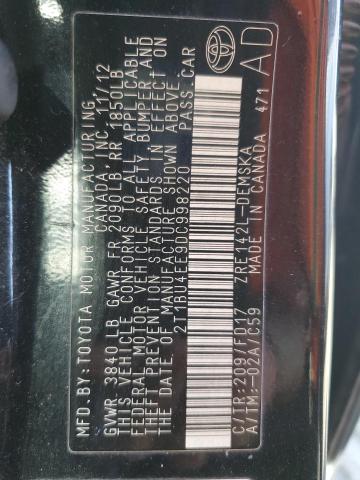 2T1BU4EE9DC998220 - 2013 TOYOTA COROLLA BASE Negro foto 12