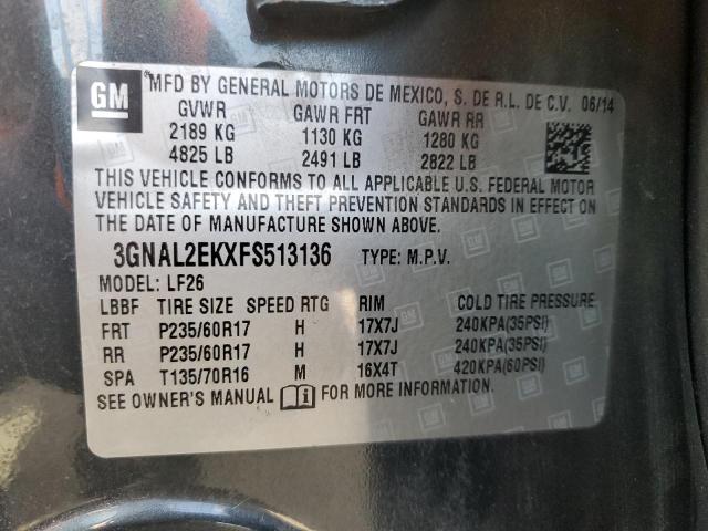 3GNAL2EKXFS513136 - 2015 CHEVROLET CAPTIVA LS Gri fotoğraf 13