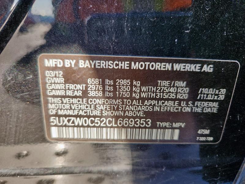 5UXZW0C52CL669353 - 2012 BMW X5 XDRIVE35D BLACK photo 13