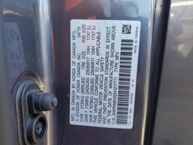 2HKRW6H32KH217711 - 2019 HONDA CR-V LX SILVER photo 14