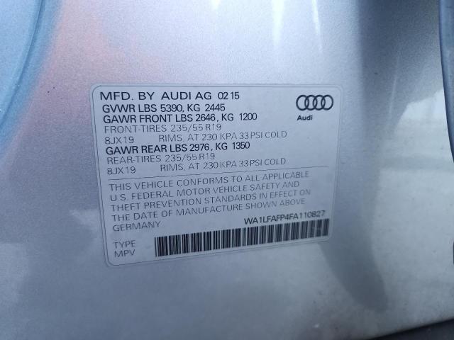 WA1LFAFP4FA110827 - 2015 AUDI Q5 PREMIUM PLUS 灰色 照片 12