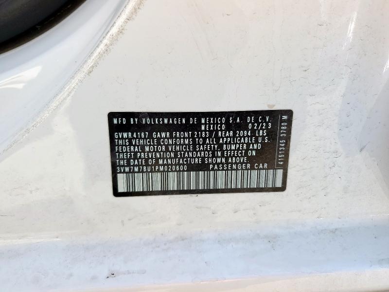 3VW7M7BU1PM020600 - 2023 VOLKSWAGEN JETTA SE 白色 照片 12