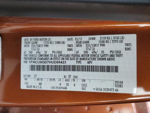 1FMCU9GD7HUD95423 - 2017 FORD ESCAPE SE ORANGE photo 13