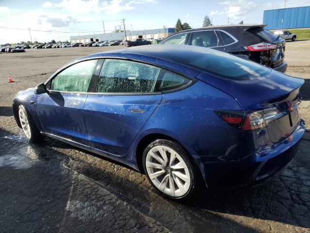 5YJ3E1EA5NF304830 - 2022 TESLA MODEL 3 Bleu photo 2