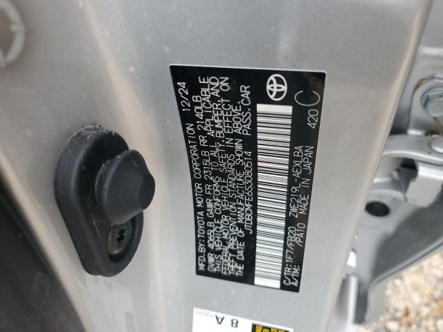 JTDBCMFE6S3080514 - 2025 TOYOTA COROLLA LE ვერცხლისფერი ფოტო 12