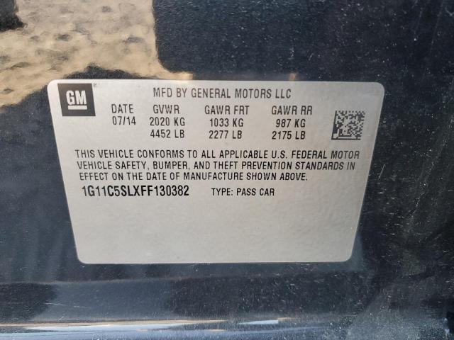 1G11C5SLXFF130382 - 2015 CHEVROLET MALIBU 1LT BLACK photo 12