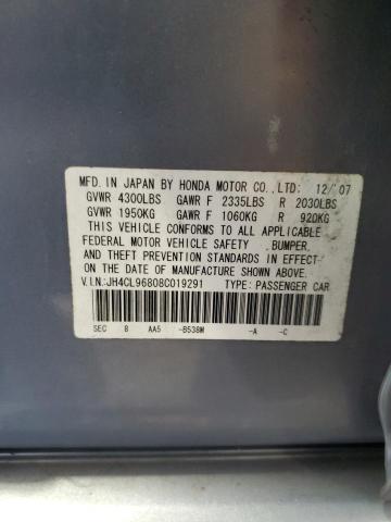 JH4CL96808C019291 - 2008 ACURA TSX SILVER photo 12