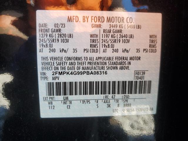 2FMPK4G99PBA08316 - 2023 FORD EDGE SE BLACK photo 14