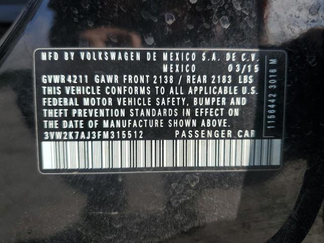 3VW2K7AJ3FM315512 - 2015 VOLKSWAGEN JETTA BASE Սև լուսանկար 13
