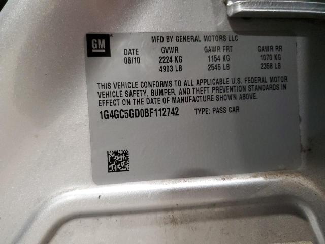 1G4GC5GD0BF112742 - 2011 BUICK LACROSSE CXL 银色 照片 12