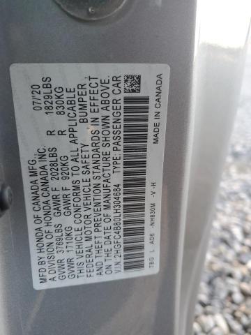 2HGFC4B80LH304684 - 2020 HONDA CIVIC SPORT Gümüş foto 12