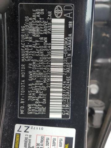 2T1KR32EX7C636546 - 2007 TOYOTA COROLLA MA XR BLACK photo 12