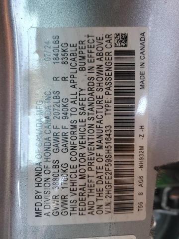 2HGFE2F59SH516433 - 2025 HONDA CIVIC SPORT SILVER photo 13
