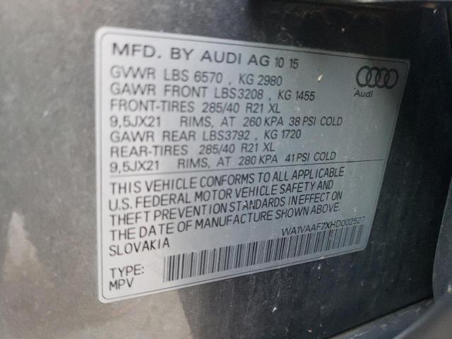 WA1VAAF7XHD002527 - 2017 AUDI Q7 PRESTIGE GRAY photo 13